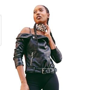 NWT BB Dakota Vegan Leather Off da Shoulder Jacket
